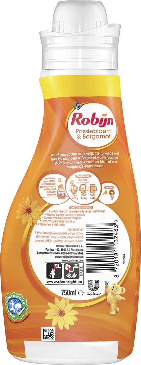 Robijn Classics Passiebloem & Bergamot Wasverzachter - 4 X 30 Wasbeurten - Voordeelverpakking 4 Robijn Classics Passiebloem & Bergamot Wasverzachter - 4 X 30 Wasbeurten - Voordeelverpakking - Afbeelding 4