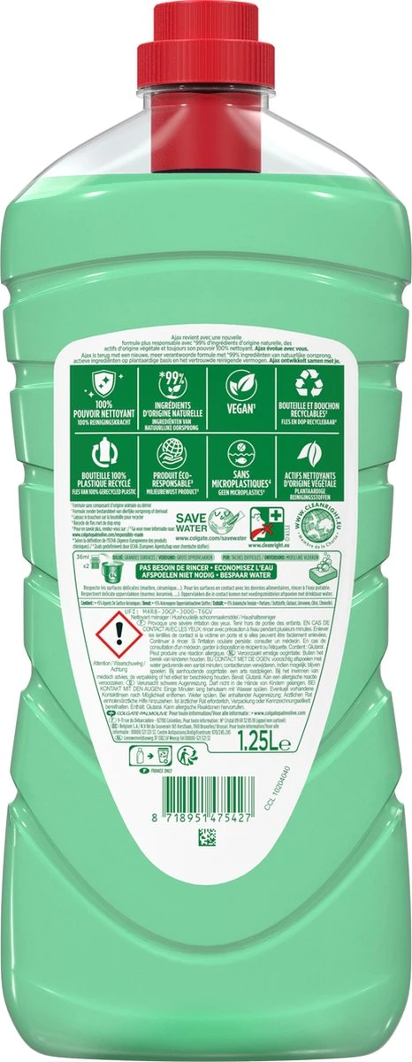 Ajax® Ajax Allesreiniger Limoen 6 X 1.25L - Voordeelverpakking 2 Ajax® Ajax Allesreiniger Limoen 6 X 1.25L - Voordeelverpakking - Afbeelding 2