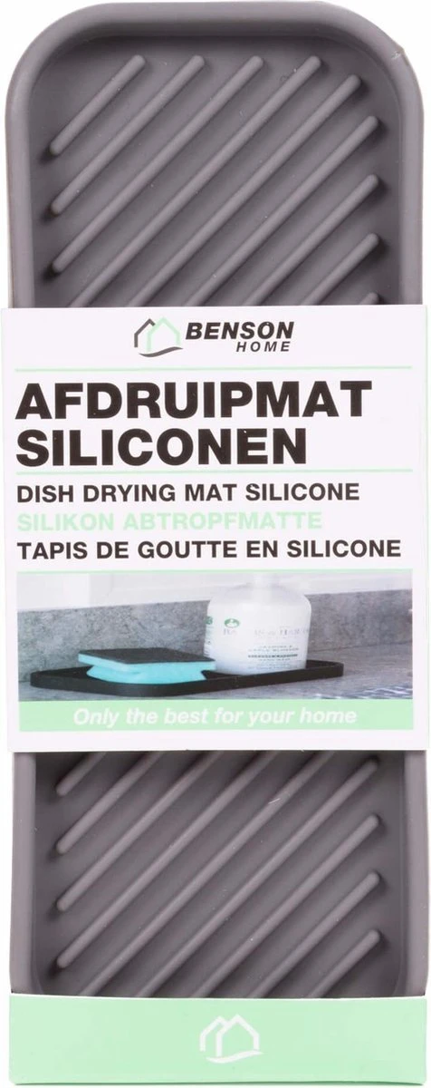 Benson Afdruipmat - Siliconen - 23.5 X 9.5 Cm - Grijs 2 Benson Afdruipmat - Siliconen - 23.5 X 9.5 Cm - Grijs - Afbeelding 2