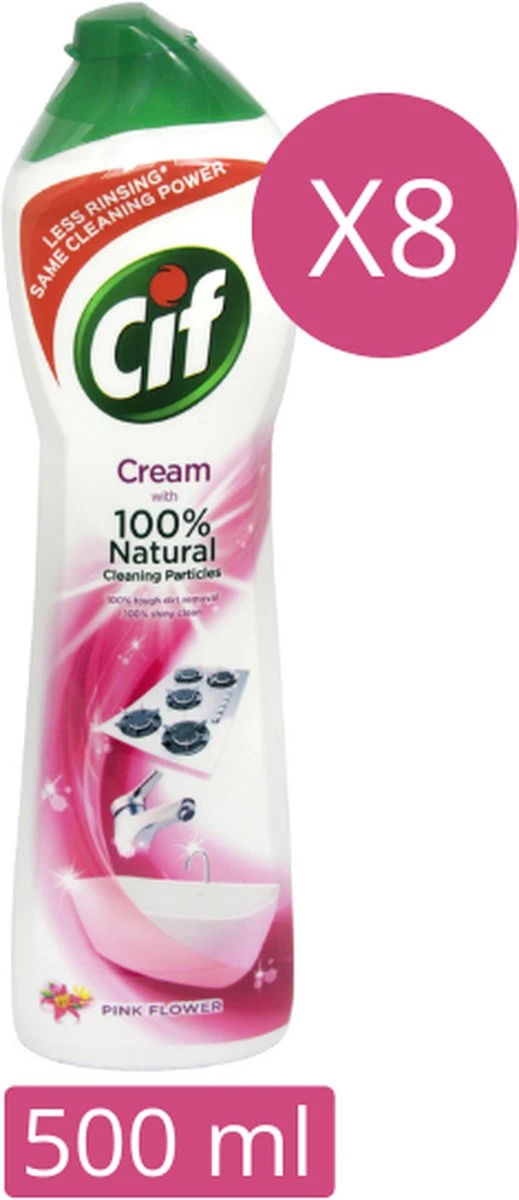 CIF Cream Pink Flower - 8 X 500 Ml - Schuurmiddel - Voordeelverpakking 1 CIF Cream Pink Flower - 8 X 500 Ml - Schuurmiddel - Voordeelverpakking