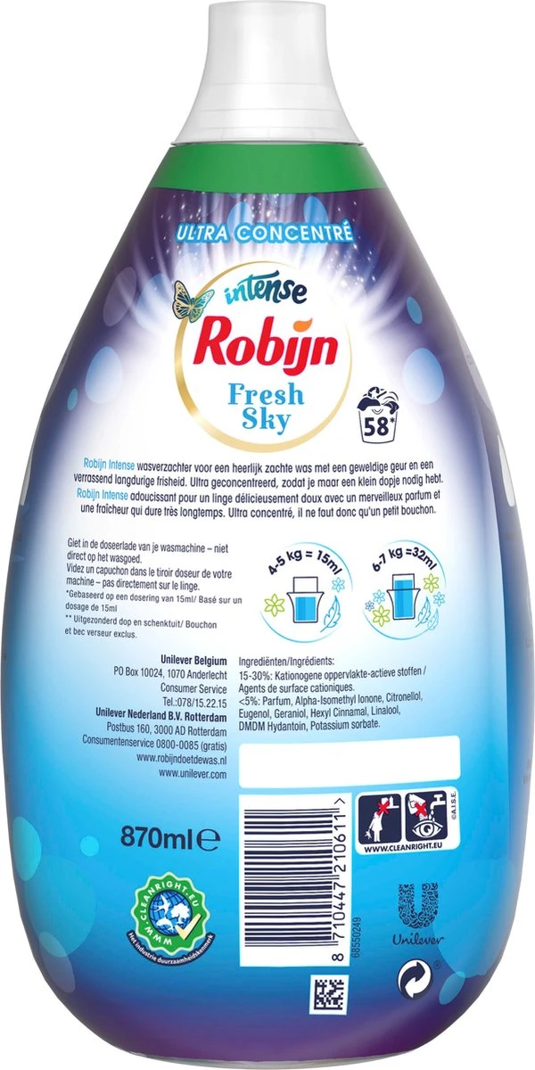Robijn Wasverzachter Sky Voordeelverpakking 6 X 870ml 3 Robijn Wasverzachter Sky Voordeelverpakking 6 X 870ml - Afbeelding 3