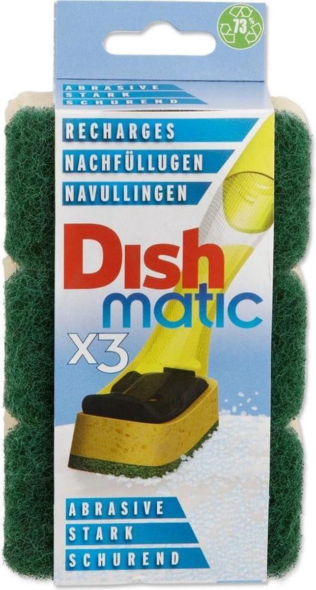 Dishmatic Schuursponsjes Navulling | 3 Stuks | Voor Afwasborstel Met Zeep Dispenser 2 Dishmatic Schuursponsjes Navulling | 3 Stuks | Voor Afwasborstel Met Zeep Dispenser - Afbeelding 2
