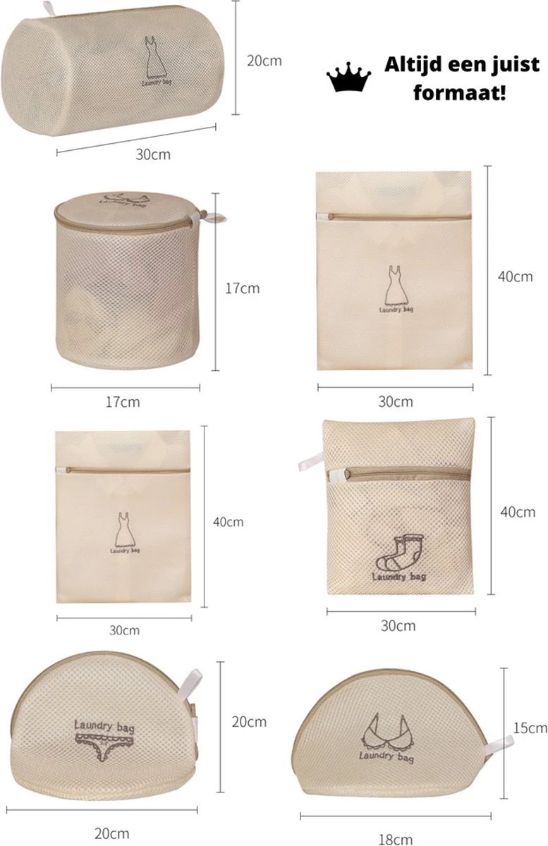 V&P Black Crown Waszakken Set Met Rits - Wasnet - Waszak - Waszakken Set Van 7 Voor Wasgoed - Waszakje Lingerie - Waszak Bh - Divers Delicaat Wasgoed - Wasnet Groot - Wasmachine Zakjes - Laundry Bag Set 4 V&P Black Crown Waszakken Set Met Rits - Wasnet - Waszak - Waszakken Set Van 7 Voor Wasgoed - Waszakje Lingerie - Waszak Bh - Divers Delicaat Wasgoed - Wasnet Groot - Wasmachine Zakjes - Laundry Bag Set - Afbeelding 4