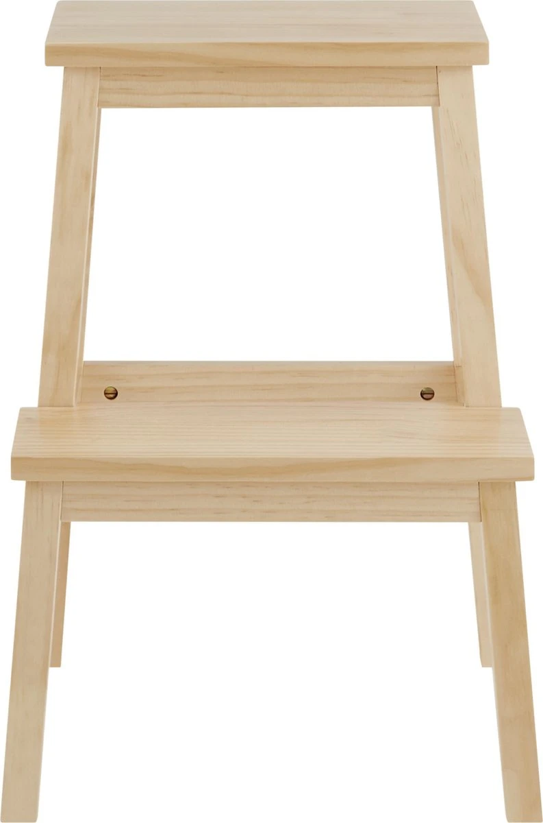 Houten Opstapje - Krukje Met 2 Niveaus - Bruin 3 Houten Opstapje - Krukje Met 2 Niveaus - Bruin - Afbeelding 3