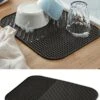 Merkloos Afdruipmat Met GRATIS Afwasborstel - Droogmat - Afdruipmat Siliconen - BPA Vrij - Afdruipmat Voor Afwas - Zwart