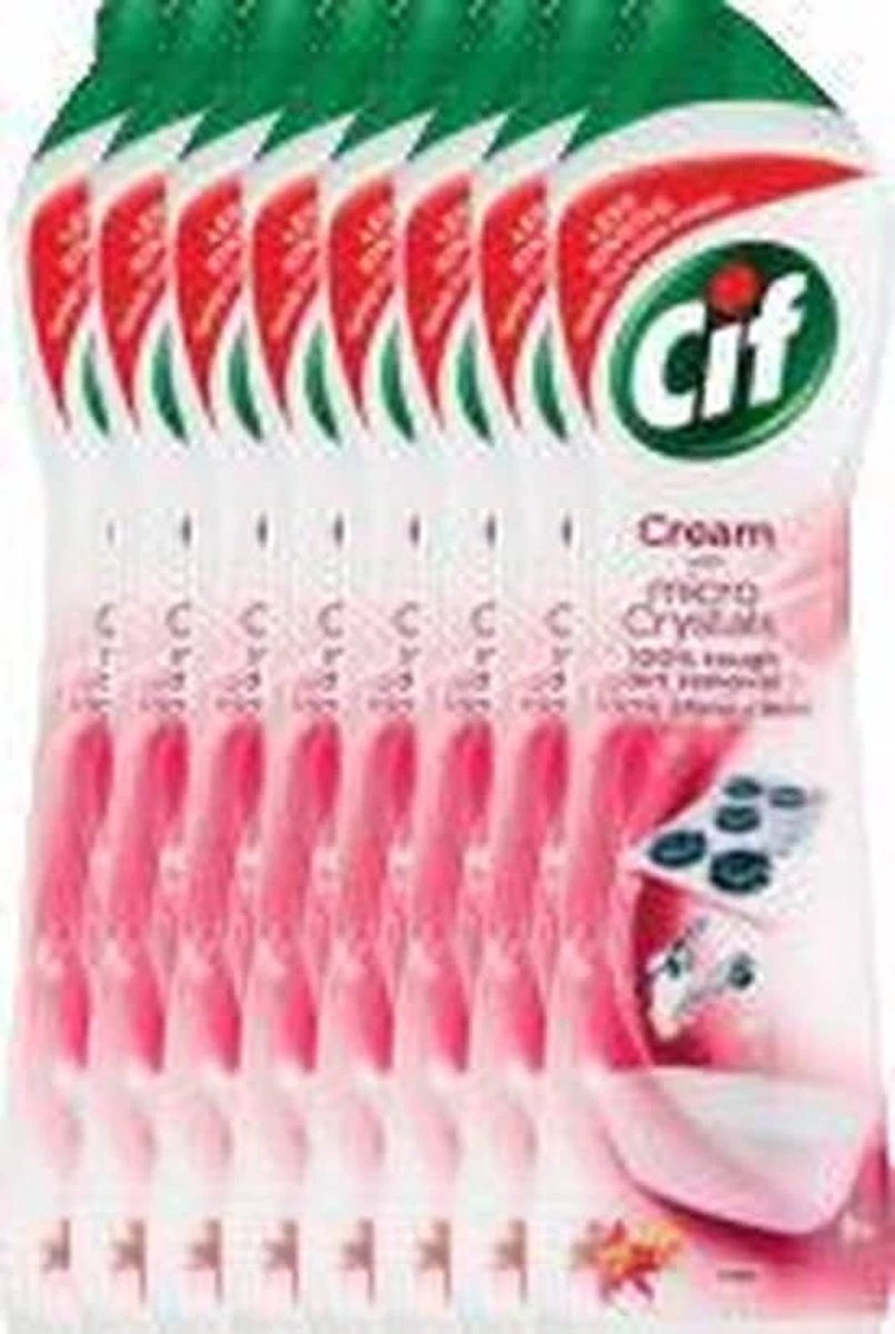 CIF Cream Pink Flower - 8 X 500 Ml - Schuurmiddel - Voordeelverpakking 2 CIF Cream Pink Flower - 8 X 500 Ml - Schuurmiddel - Voordeelverpakking - Afbeelding 2