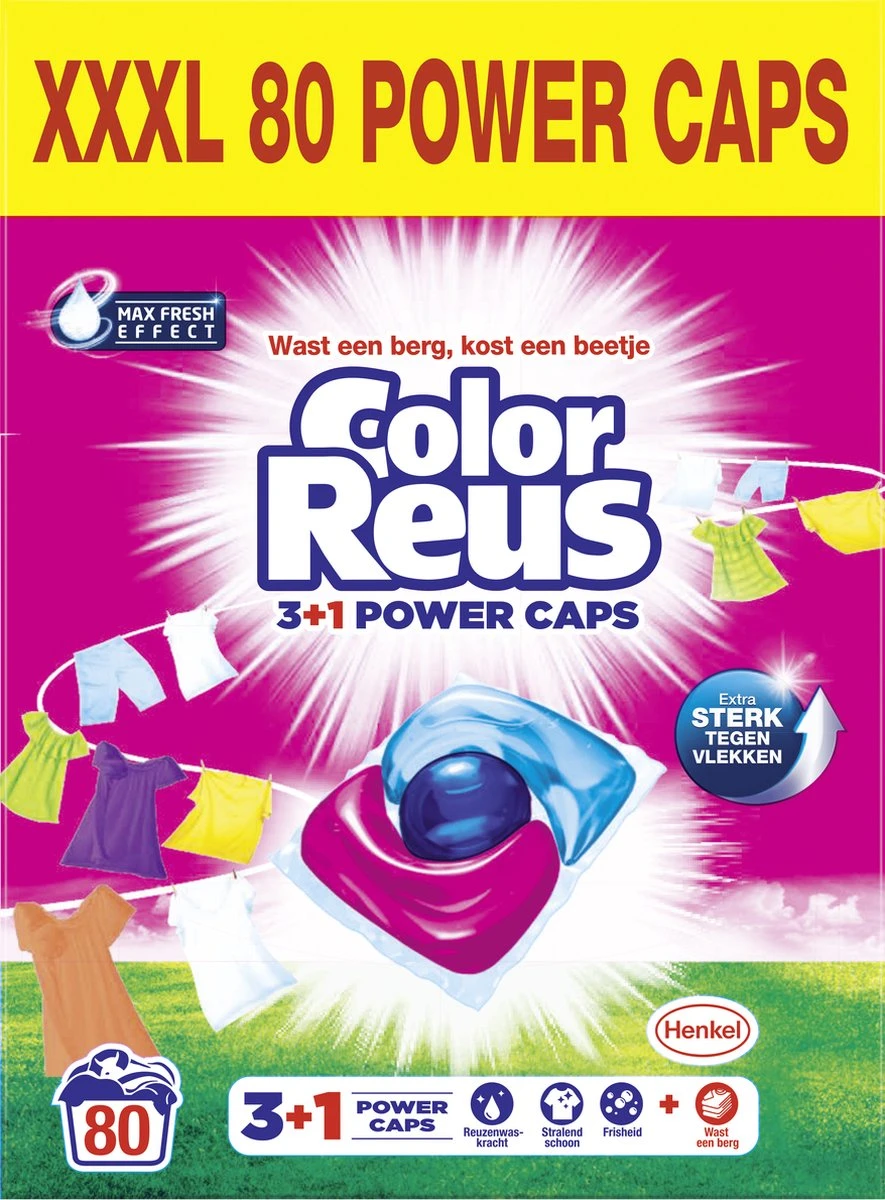 Color Reus Power Caps Wascapsules – Wasmiddel Capsules – Voordeelverpakking – 2x40 Wasbeurten 1 Color Reus Power Caps Wascapsules – Wasmiddel Capsules – Voordeelverpakking – 2x40 Wasbeurten