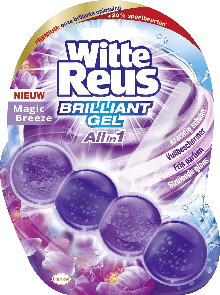 Witte Reus Brilliant Gel Allin1 Toiletblok - Magic Breeze - WC Blokjes Voordeelverpakking - 11 Stuks 2 Witte Reus Brilliant Gel Allin1 Toiletblok - Magic Breeze - WC Blokjes Voordeelverpakking - 11 Stuks - Afbeelding 2