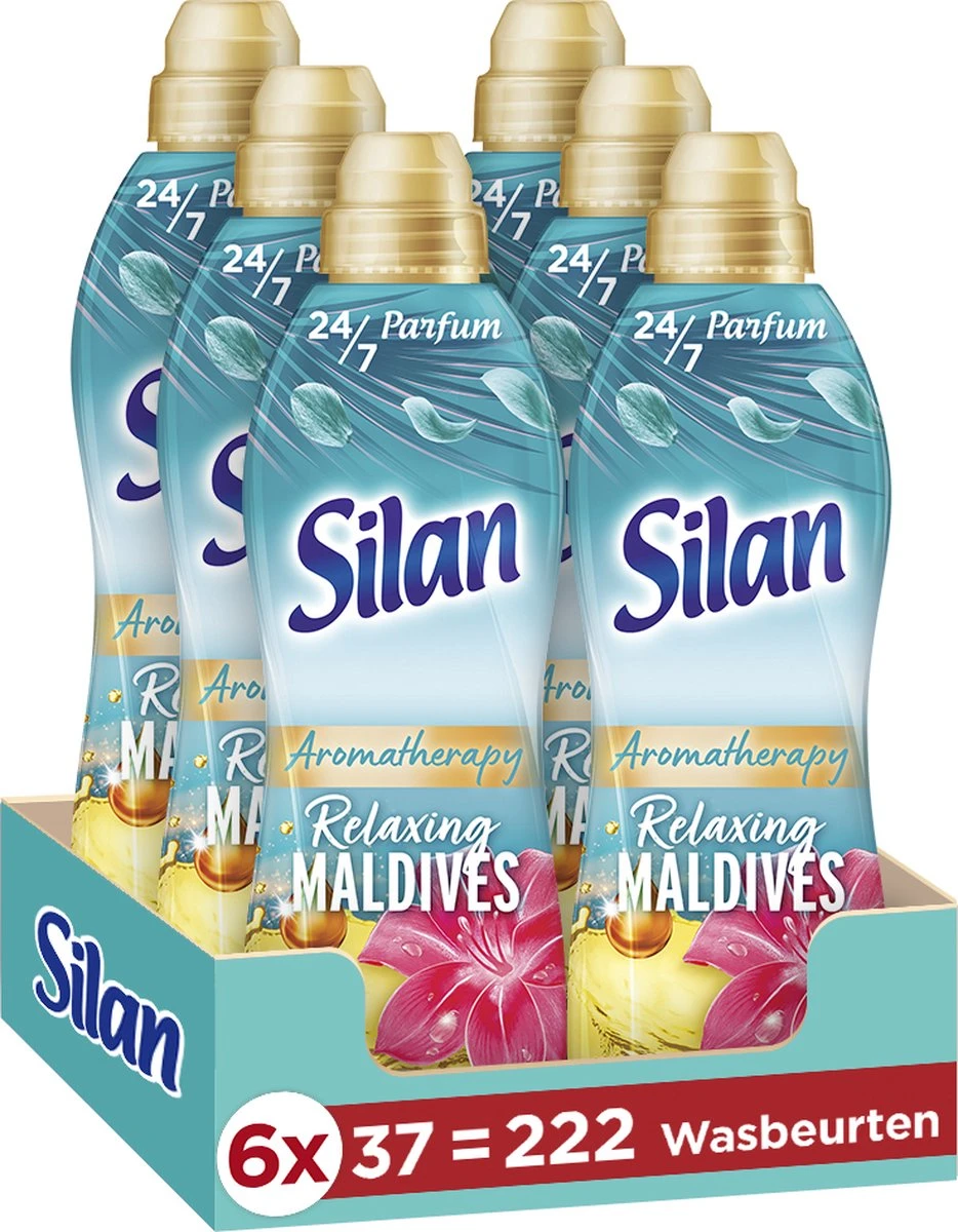 Silan Aroma Therapy Relaxing Maldives Wasverzachter - 6 X 37 Wasbeurten - Voordeelverpakking 1 Silan Aroma Therapy Relaxing Maldives Wasverzachter - 6 X 37 Wasbeurten - Voordeelverpakking