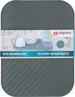 Alpina Afdruipmat - Droogmat - Siliconen - 26,5x34,5 Cm - Grijs -Winkel Voor Schoonmaakartikelen 935x1200