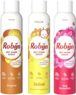 Robijn Dry Wash Spray MIX - Zwitsal / Pink / Original - Voordeelverpakking 3 X 200 Ml