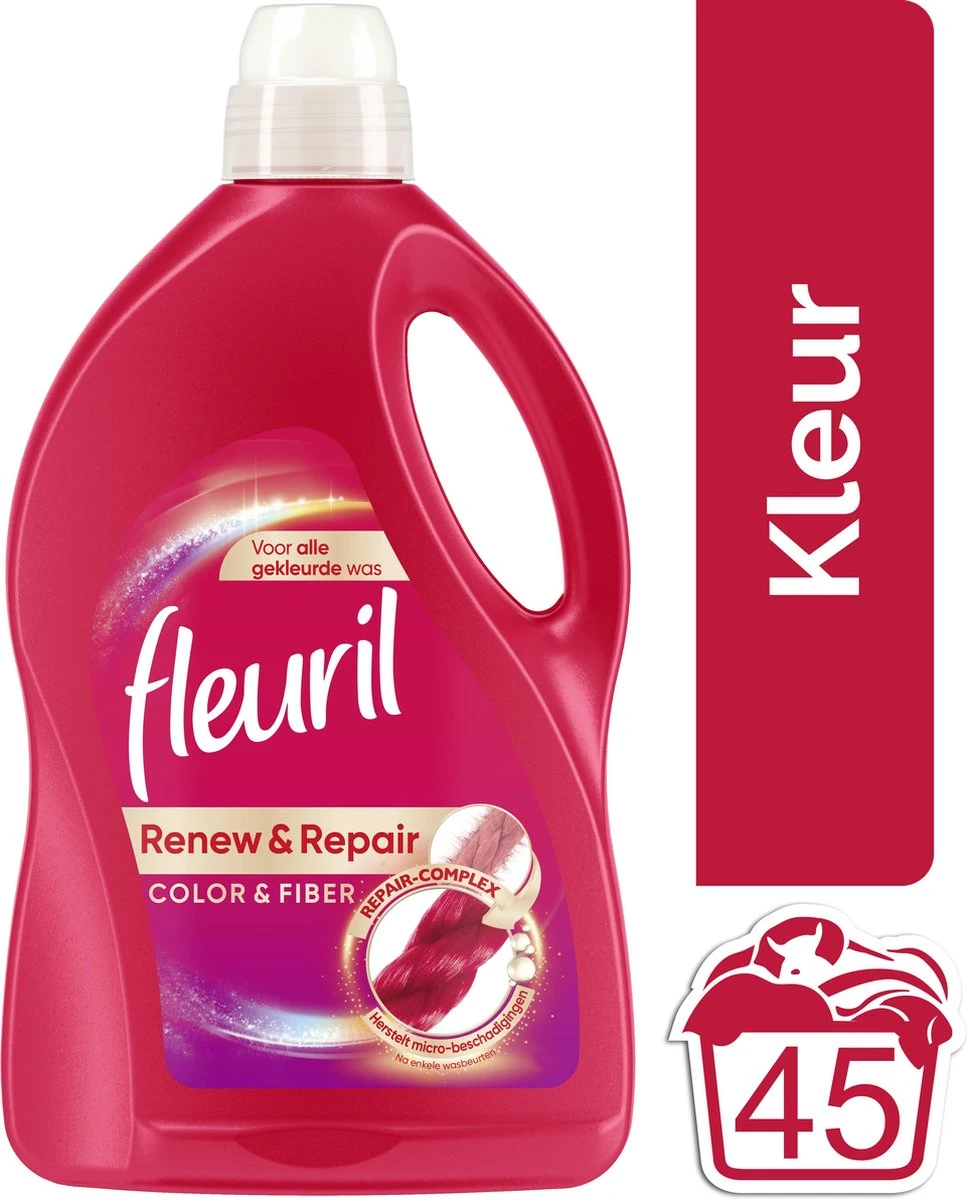Fleuril Color & Fiber - Vloeibaar Wasmiddel - Gekleurde Was - 45 Wasbeurten 3 Fleuril Color & Fiber - Vloeibaar Wasmiddel - Gekleurde Was - 45 Wasbeurten - Afbeelding 3